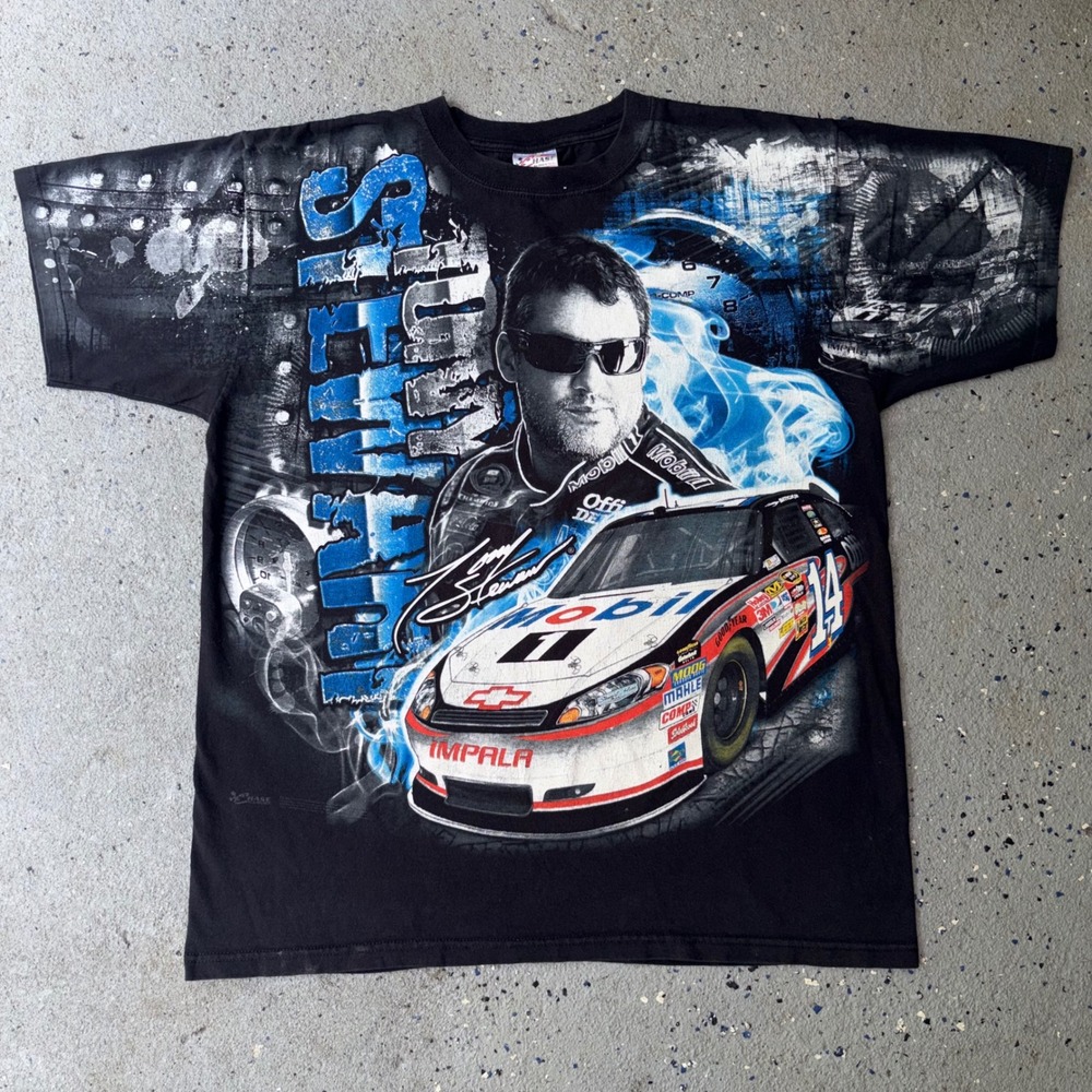 Tony Stewart NASCAR Chase Authentics Mobil 1 All Over Print T-Shirt Mens Large